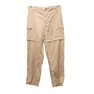 Columbia Convertible Pants Womens Large 34 x 31 Beige Lightweight Nylon Cargo‎